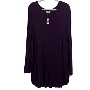 Old Navy Women Size XL Purple‎ Long Sleeve Tulip Tunic Top Side Slits Rayon